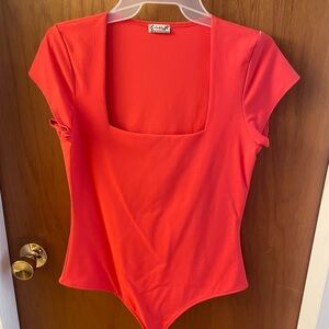 Free People Intimately Red Square Neck Bodysuit